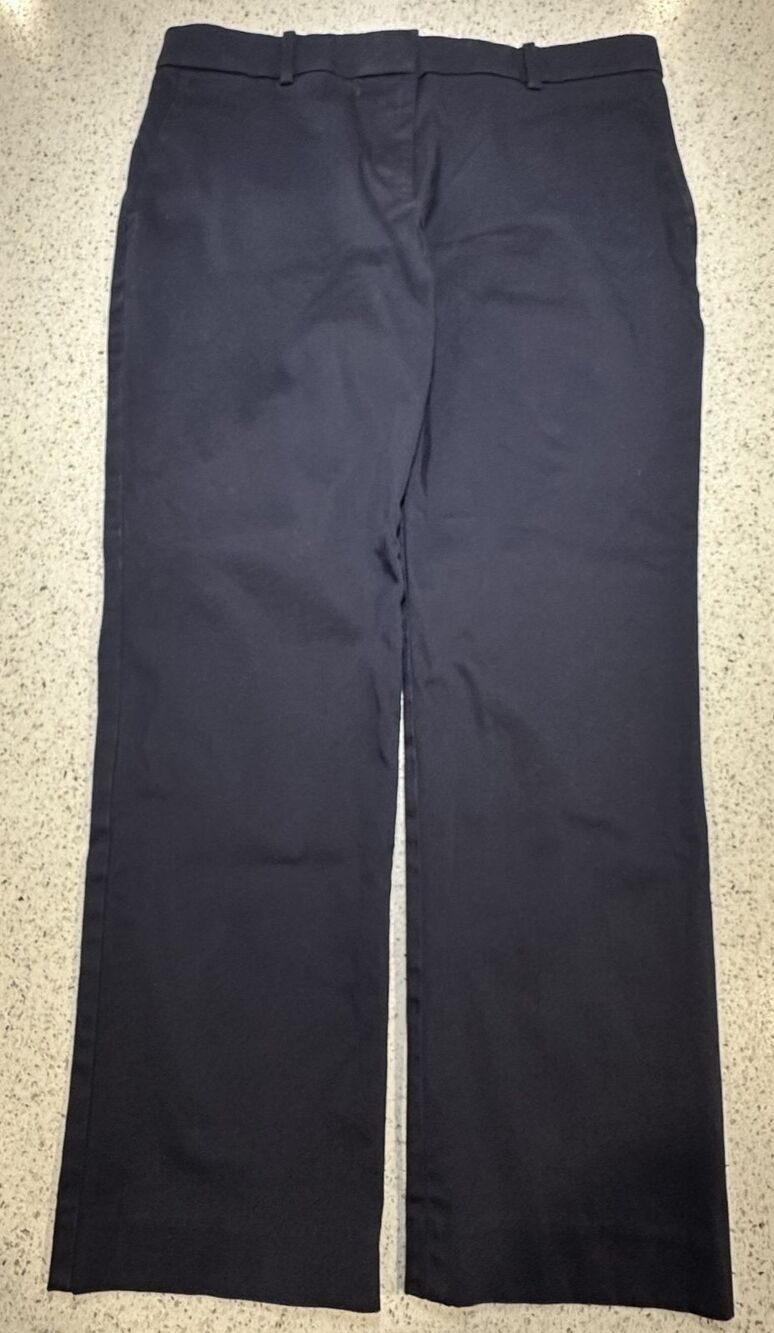 Ann Taylor Dress Pants Womens 10 Navy Blue Ankle Crop Career Trouser SU20 Flat